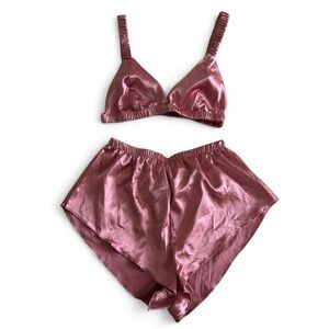 Silky Rose Bralette & Shorts Sleep Set
